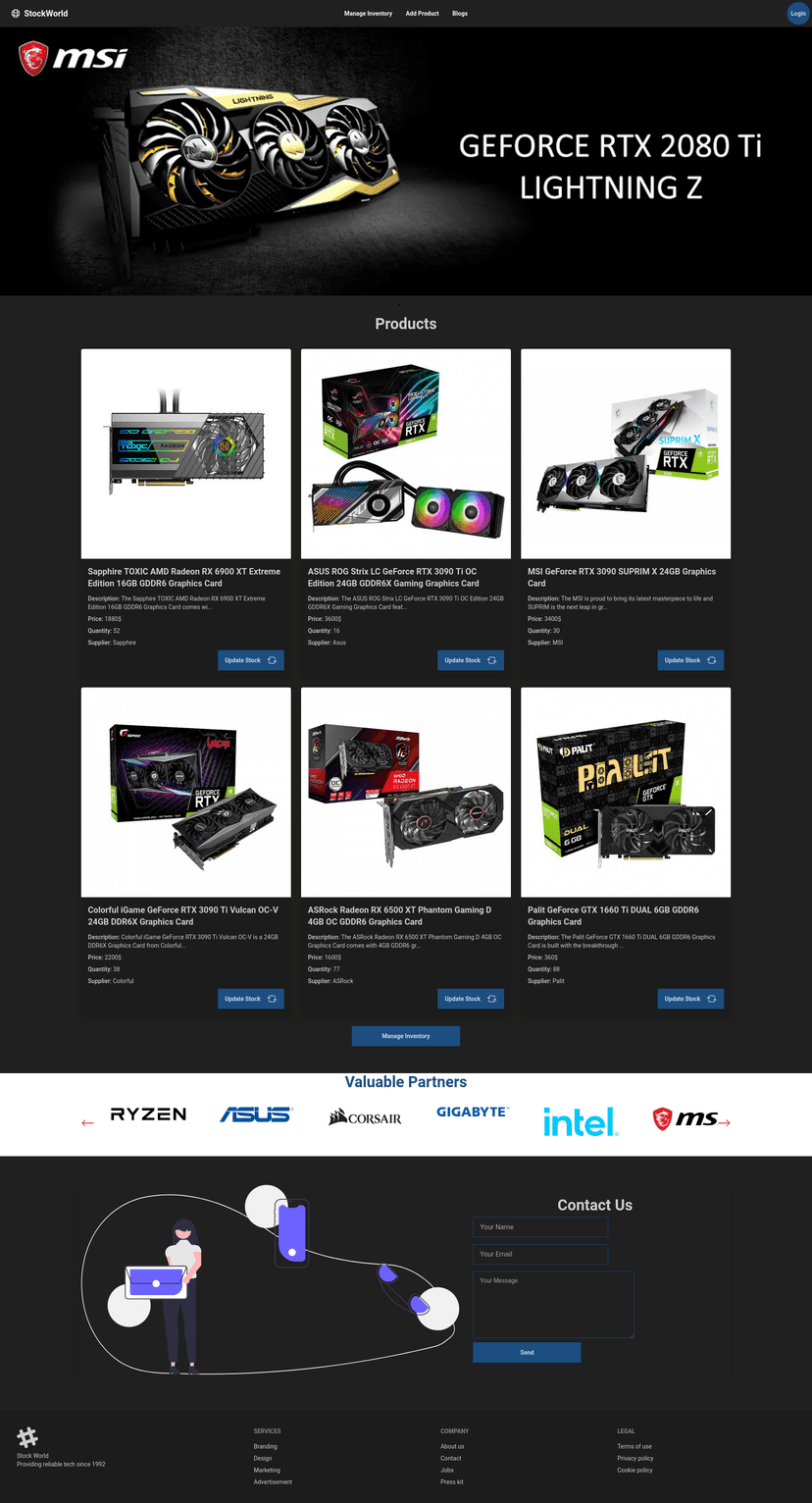 Screenshot of the StockWorld project